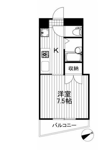 S.FLATS(1K/2階)の間取り写真