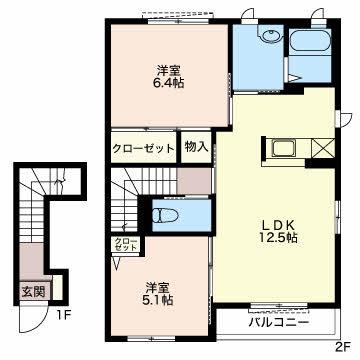 イマジュールA(2LDK/2階)の間取り写真