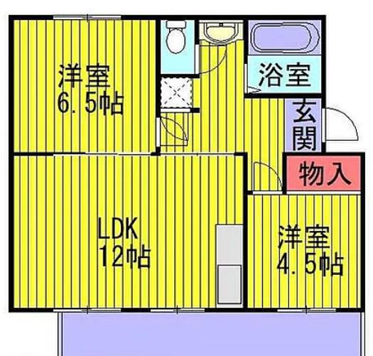 旭町団地14号棟(2DK/5階)の間取り写真