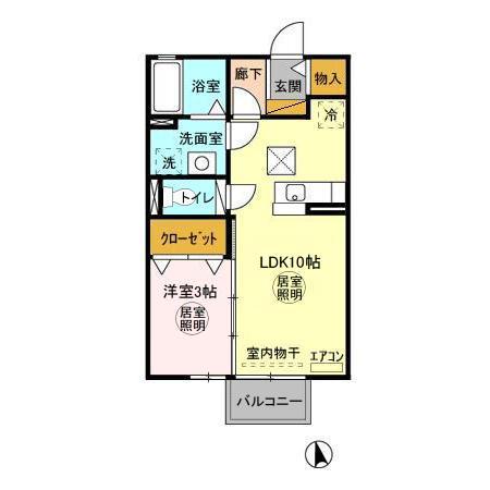 ブルマーレ(1LDK/1階)の間取り写真