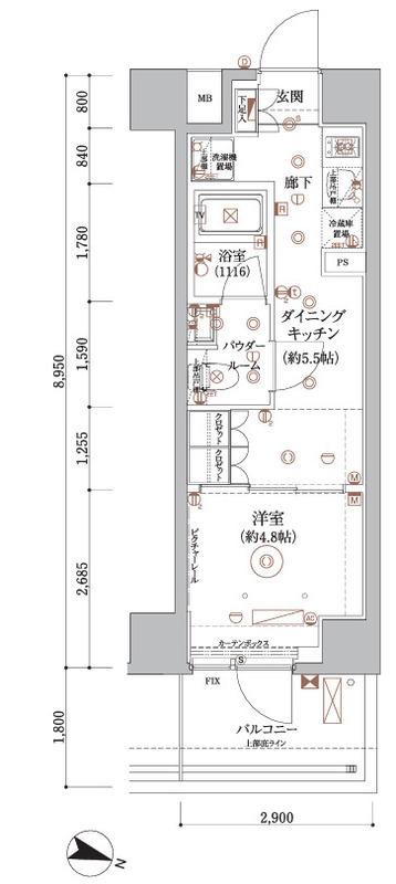 ARCOBALENO HASUNEⅡ(1DK/2階)の間取り写真