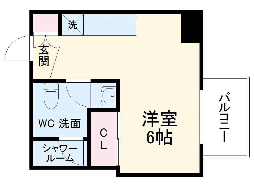 BIANCASA水主町(1LDK/4階)の間取り写真