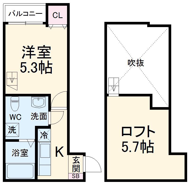 ラポーラ末広町(ワンルーム/2階)の間取り写真