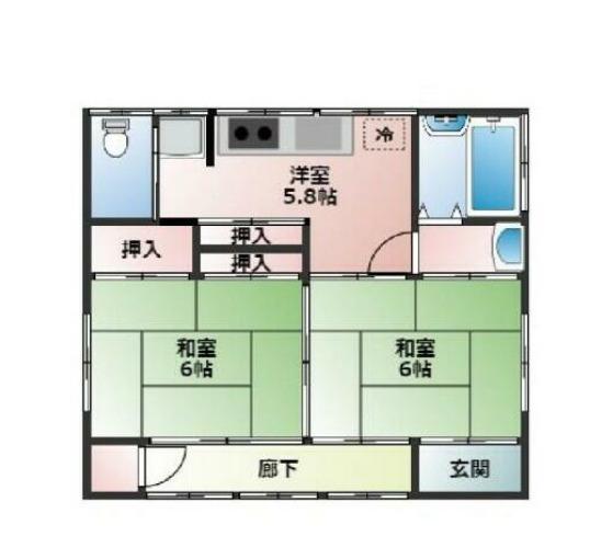 京王電鉄高尾線 高尾山口駅 徒歩162分 1階建 築36年(2DK)の間取り写真