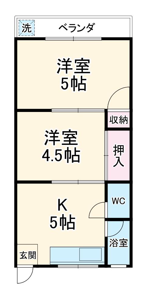 翠松園アパートメント(2K/1階)の間取り写真