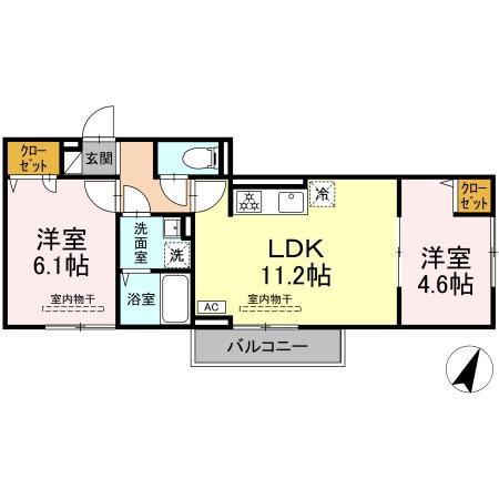 セン・ラークヒルズ(2LDK/2階)の間取り写真