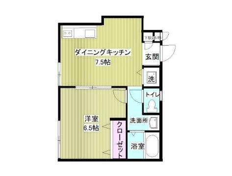 オークリーフ山手(1DK/1階)の間取り写真