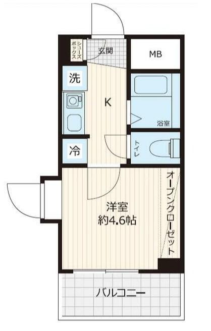 ステラコート横浜白楽(1K/4階)の間取り写真