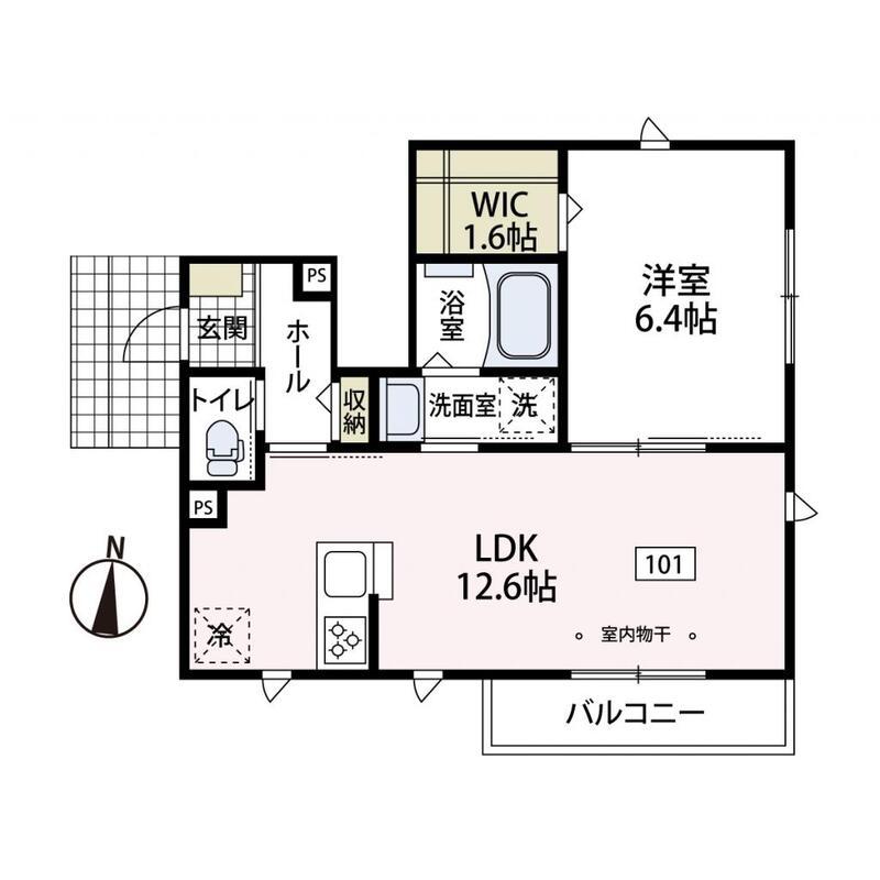 ラベイユⅡ(1LDK/1階)の間取り写真