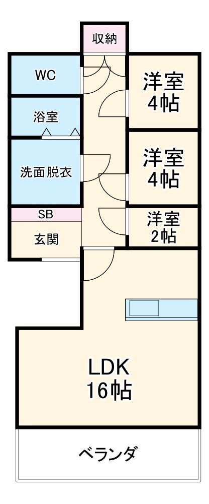 隆昌アパート(3LDK/3階)の間取り写真