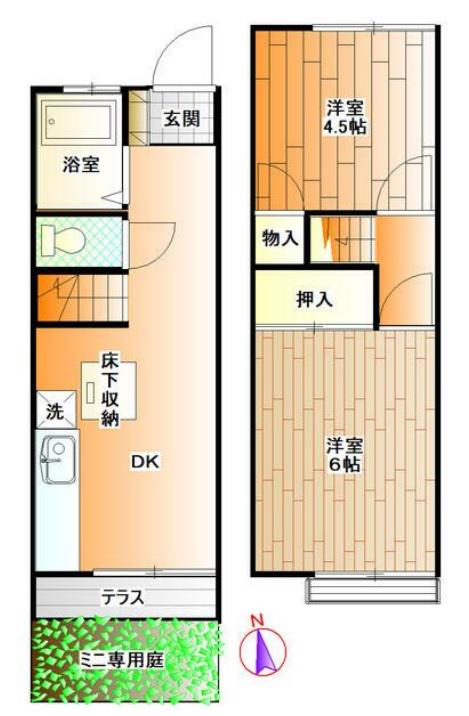 囲島ハイツ(2DK)の間取り写真