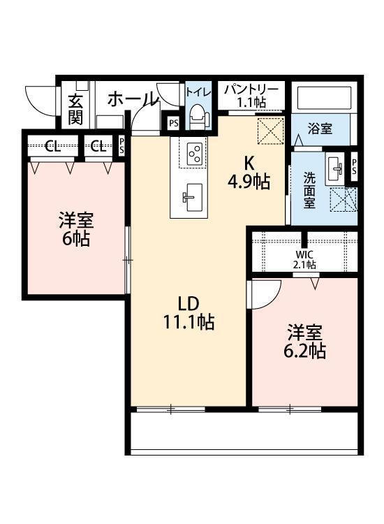 アルモ クレール(2LDK/2階)の間取り写真