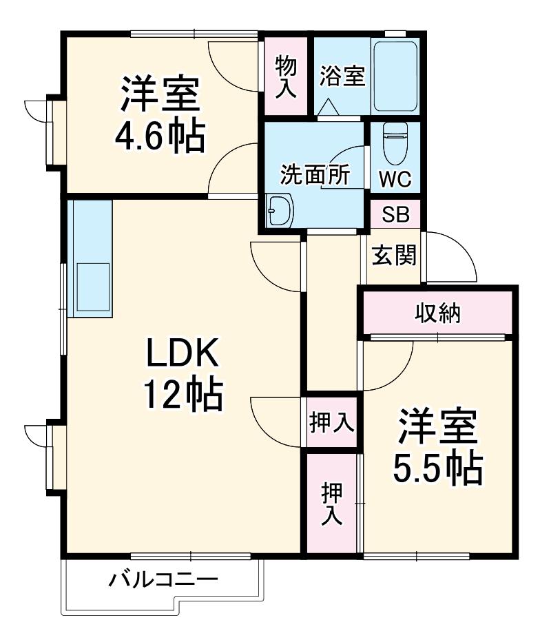 エマーレジデンス(2LDK/2階)の間取り写真