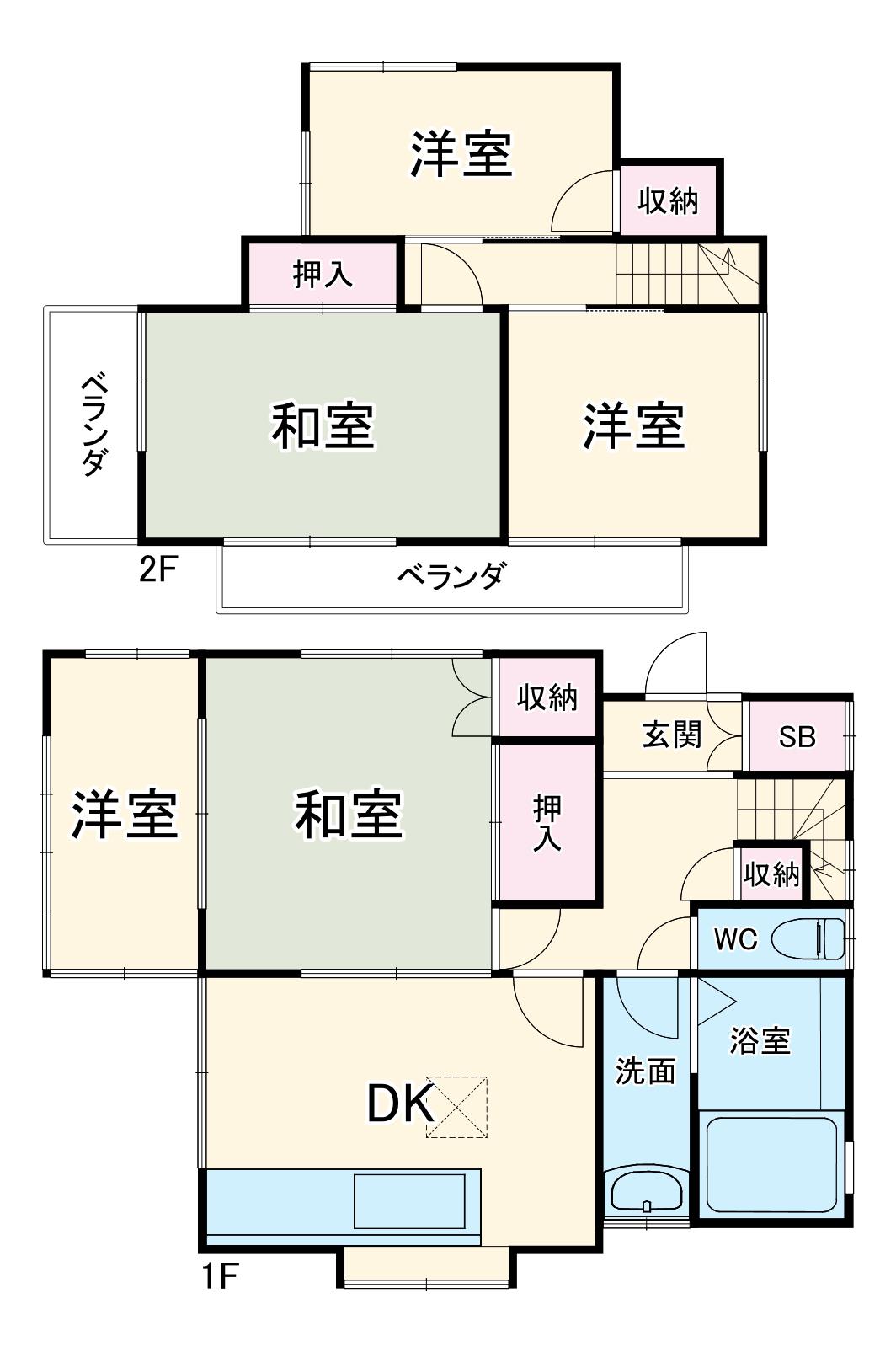 小田急電鉄小田原線 本厚木駅 バス乗車時間:50分 愛川大橋バス停で下車 徒歩5分 2階建 築43年(5DK)の間取り写真