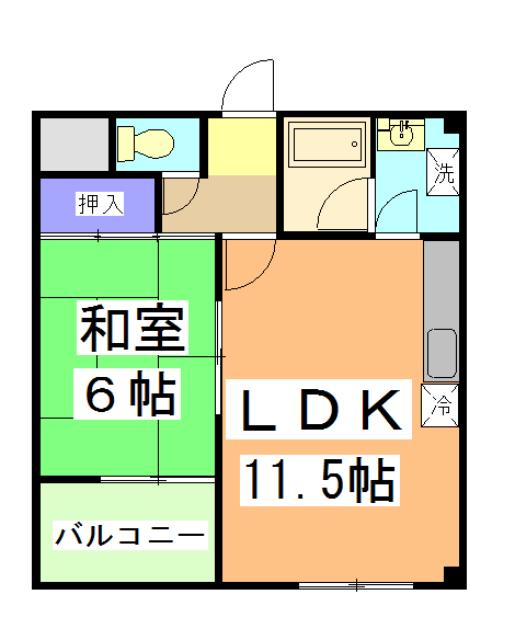 オアシス21(1LDK/2階)の間取り写真