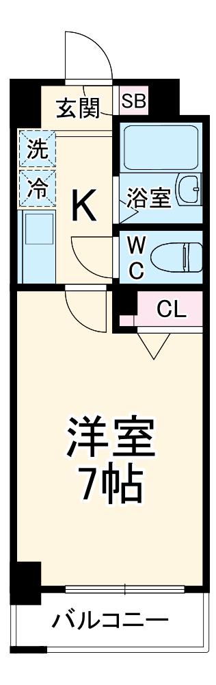 クオーレプロバンス南行徳Ⅱ(1K/3階)の間取り写真