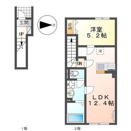 小田原市鴨宮アパート工事(1LDK/2階)の間取り写真