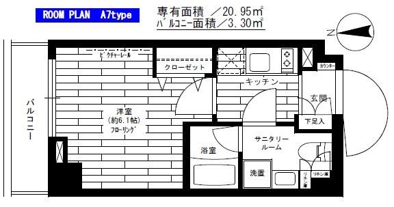 ステージグランデ八王子(1K/3階)の間取り写真