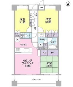 ジュビランあざみ野(3LDK/2階)の間取り写真