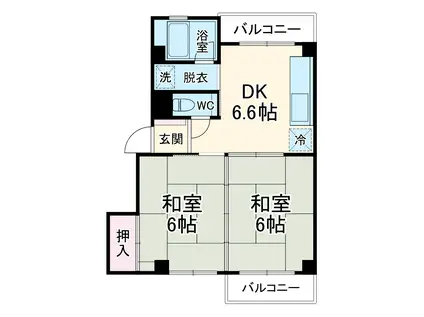 メゾンドール3(2DK/2階)の間取り写真