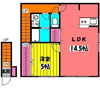 エスポワール(1LDK/2階)の間取り写真