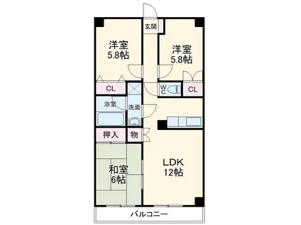 メゾンドソレイユ(3LDK/1階)の間取り写真