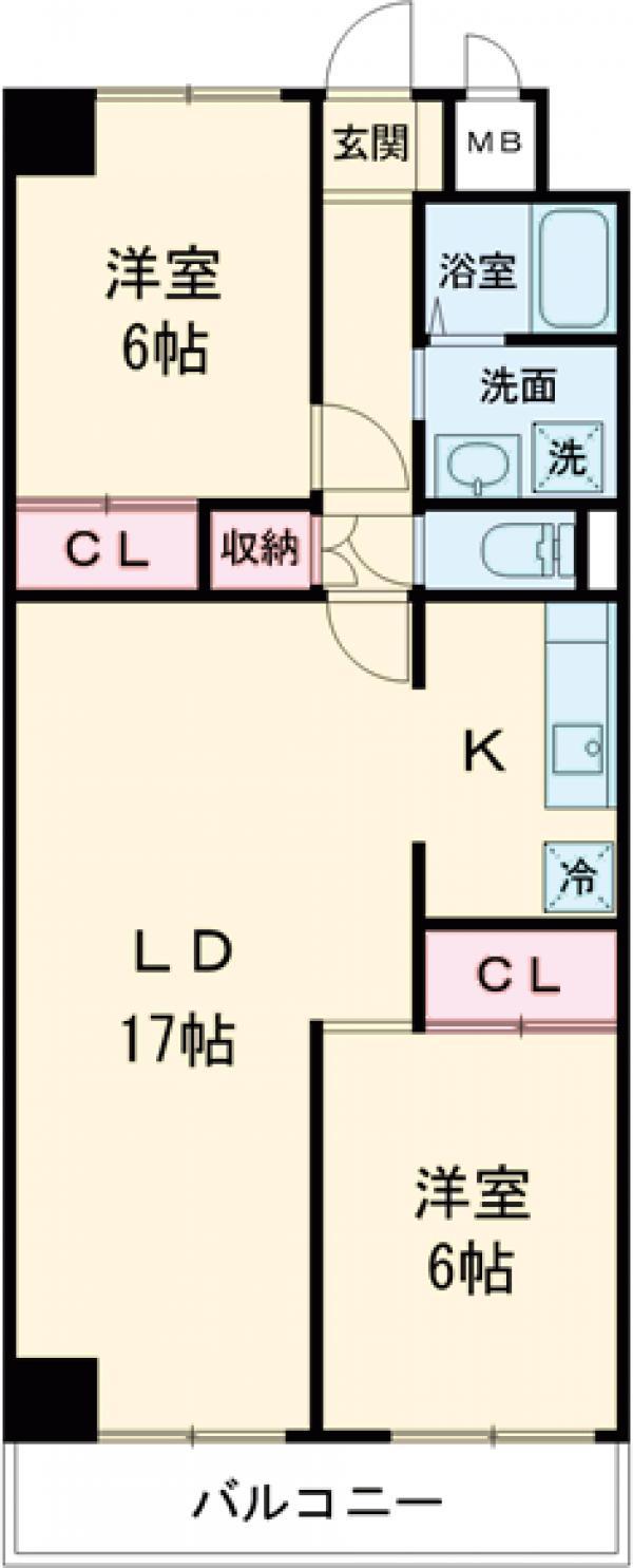 グリーンパーク北葛西(2LDK/2階)の間取り写真