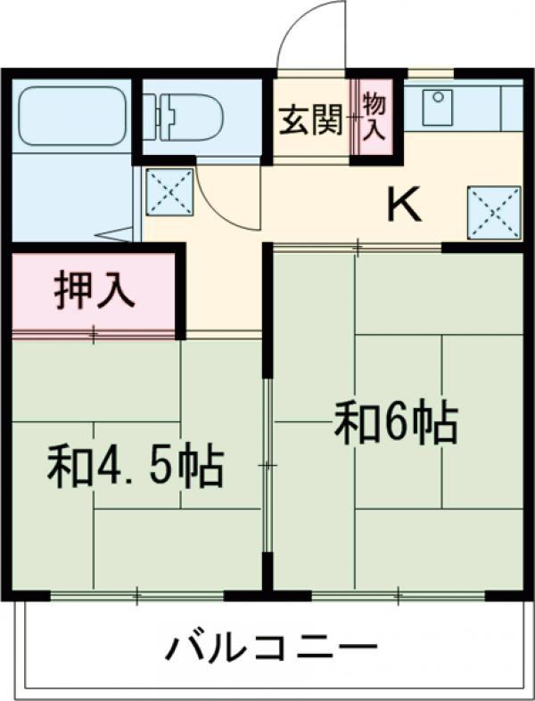 アラカワマンション(2K/1階)の間取り写真
