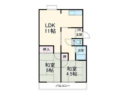 サニイプレイス(2LDK/2階)の間取り写真