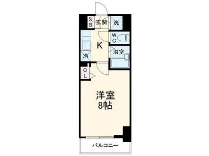 グランド・ガーラ横濱万世町(1K/8階)の間取り写真