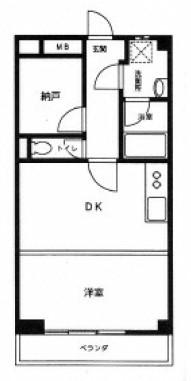 稲毛マンション(1SDK/4階)の間取り写真
