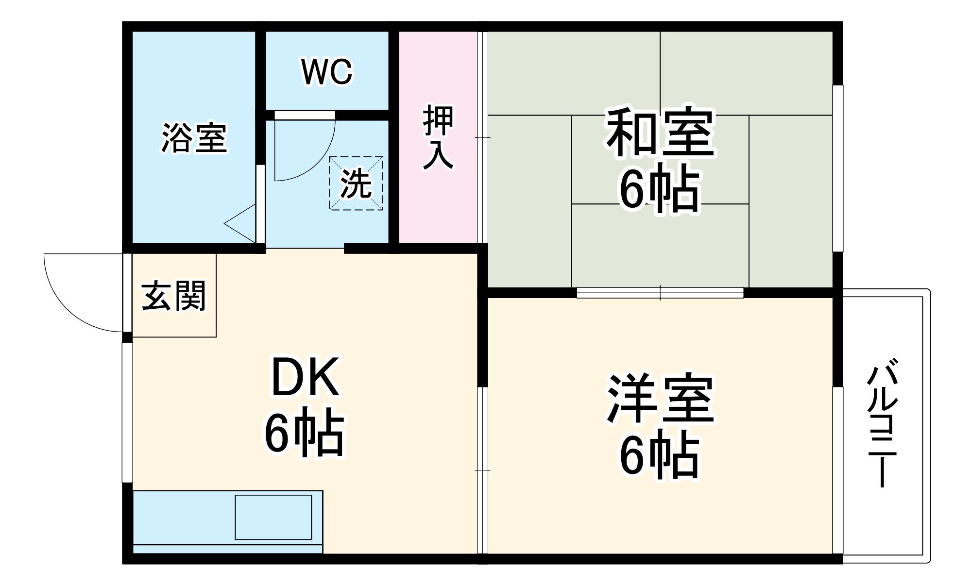 サンシャイン石田(2DK/1階)の間取り写真