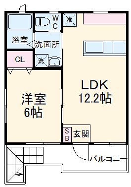 レ・セーナ新城(1LDK/2階)の間取り写真