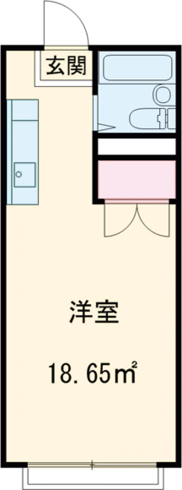 ツインハイツ秋山1(ワンルーム/2階)の間取り写真