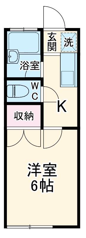 リリス湘南台(1K/2階)の間取り写真