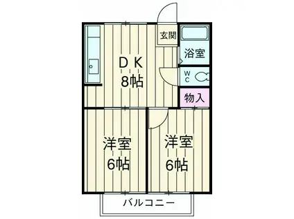 サンハイム土橋(2DK/2階)の間取り写真