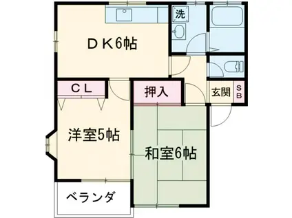 コットンハイツ(2DK/2階)の間取り写真