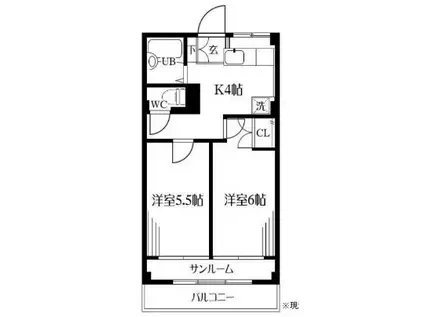 クラウディⅡ(2K/2階)の間取り写真