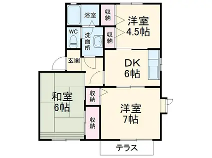 グランメールA(3DK/1階)の間取り写真