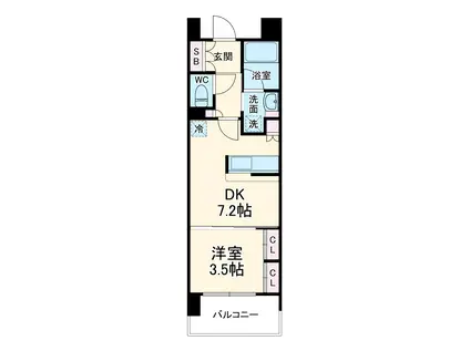 ビイルーム武蔵小杉(1DK/7階)の間取り写真