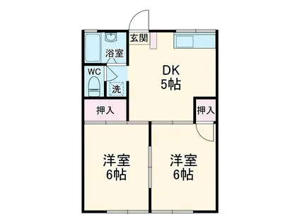 コーポKⅠ(2DK/2階)の間取り写真