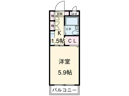 ジョイフル守山(1K/1階)の間取り写真