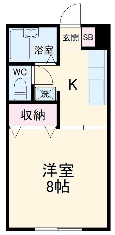 シャレオ湘南B(1K/1階)の間取り写真
