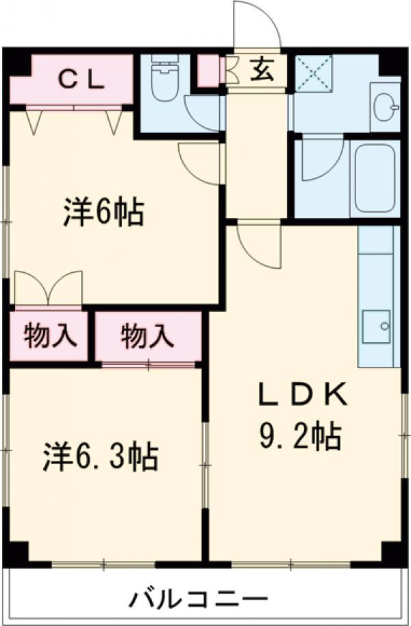 アートハウス大沢(2LDK/2階)の間取り写真