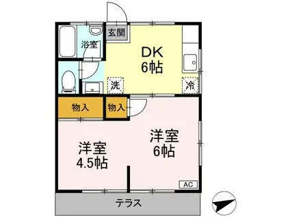 昭友荘(2DK/1階)の間取り写真