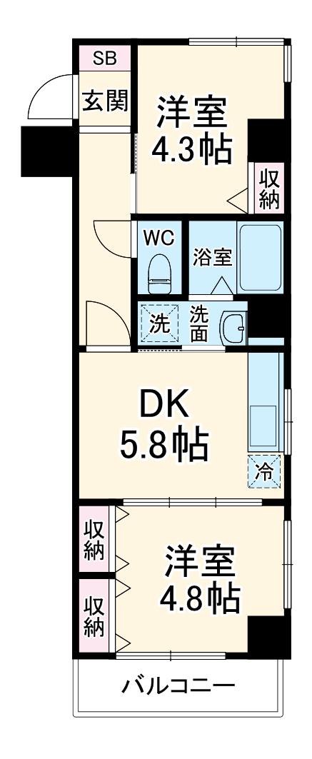 アルステージ元住吉(2DK/3階)の間取り写真