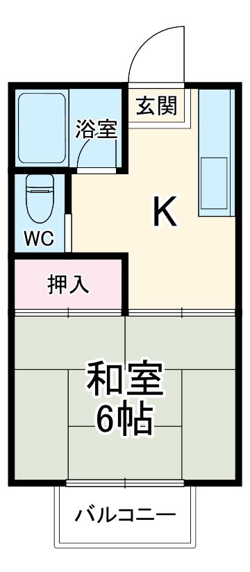 ファミーユ陽光(1DK/2階)の間取り写真