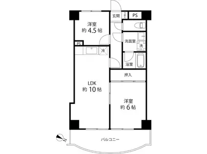 クオーレプロバンス篠崎(2LDK/7階)の間取り写真