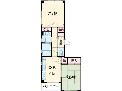 カーサセレンシア(2DK/2階)の間取り写真