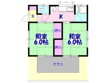 京成電鉄本線 京成津田沼駅 徒歩17分 1階建 築52年(2K)の間取り写真
